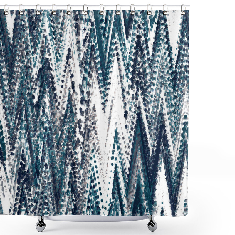 Personality  Mottled Distressed Noisy Subtle Torn Teal Chevron Shower Curtains