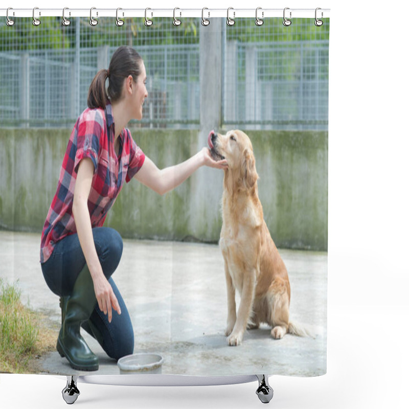 Personality  Animal Shelter Volunteer Feeding The Dogs Shower Curtains