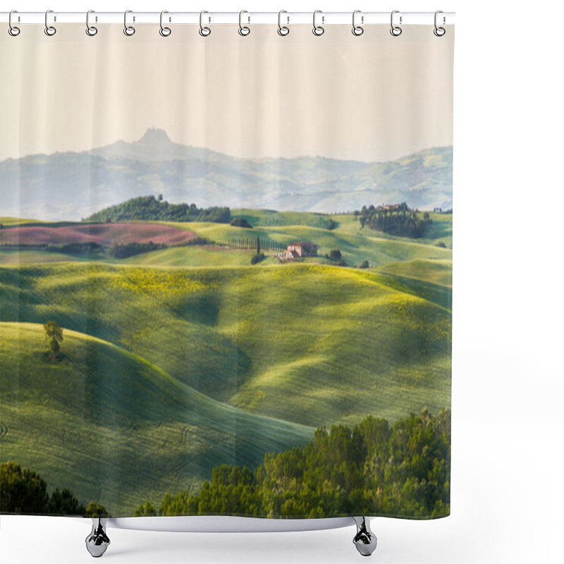 Personality  Tuscany Landscape With Farm, Val D'Orcia, Italy Shower Curtains