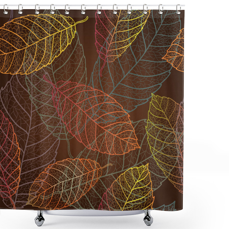 Personality  Autumn Transparent Leaves Pattern Background Shower Curtains