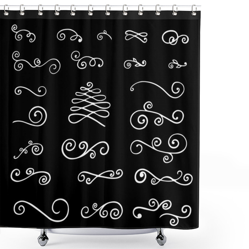 Personality  Hand Drawn Swirls And Decorative Floral Curls Collection. Shower Curtains