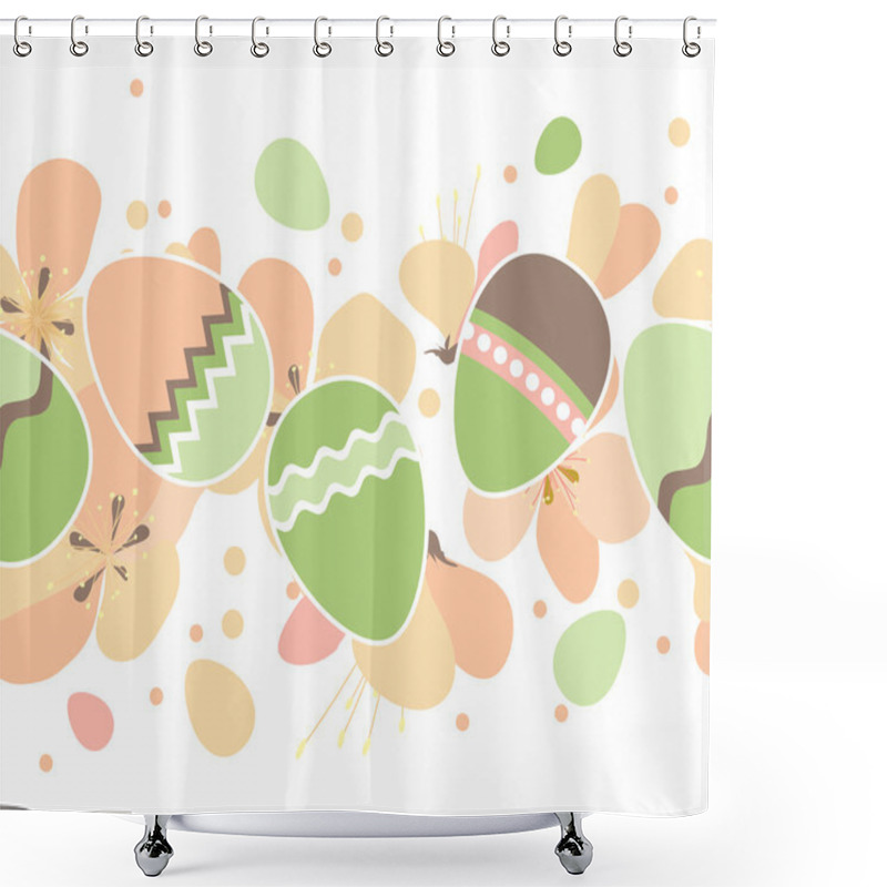 Personality  Seamless Horizontal Easter Pattern With Eggs Shower Curtains