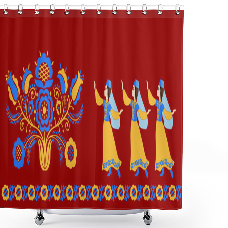 Personality  A Crimean Tatar Girls In A Folk Costume Dancing Shower Curtains