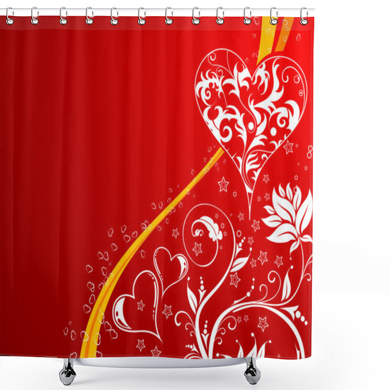 Personality  Valentines Day Background With Hearts And Flowers Shower Curtains