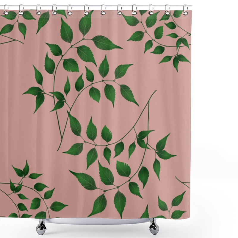 Personality  Leaves Plant Seamless Pattern Background Big Design On Pastel Pink For Prints, Textiles, Packaging, Fabrics, And Wrapping Paper Shower Curtains