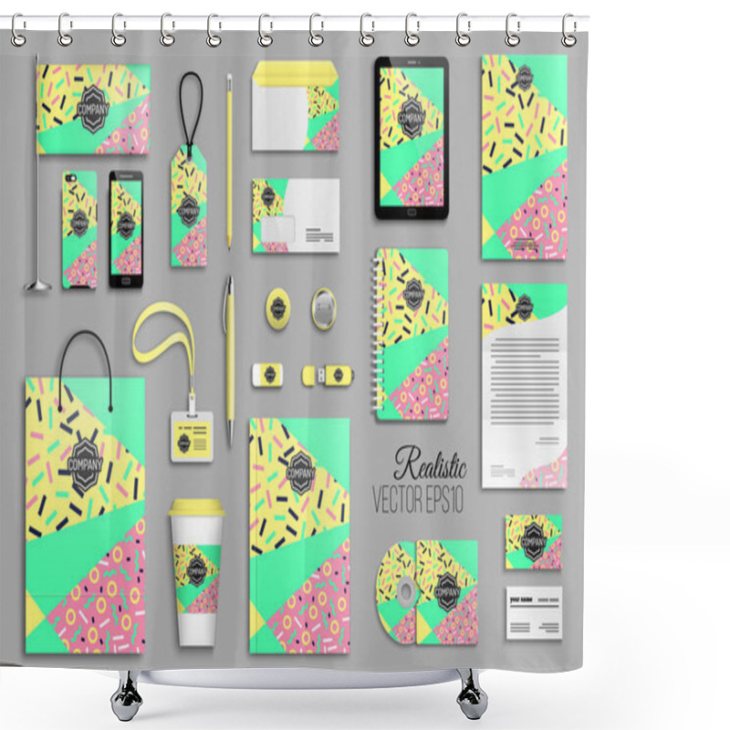 Personality  Corporate Identity Template Set With The Eighties Style, Memphis Design Shower Curtains