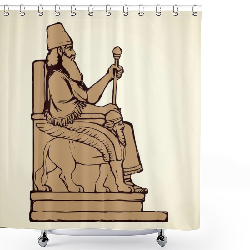 Personality  Golden Idol Of Nebuchadnezzar. Vector Drawing Shower Curtains