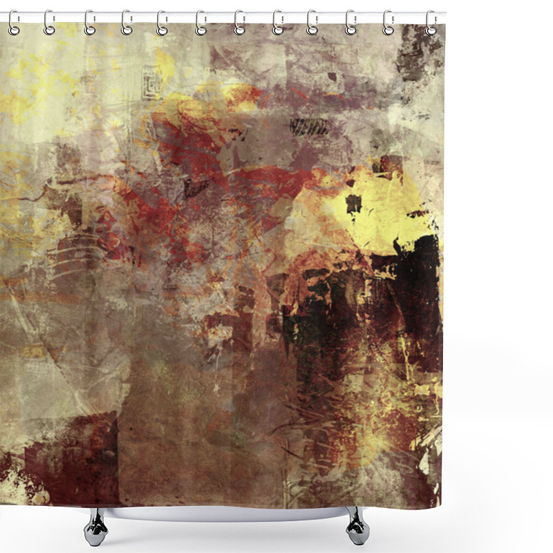 Personality  Mixed Media Collage On Canvas Structure - Abstract Background Shower Curtains