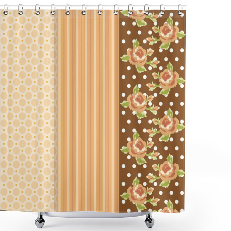 Personality  Set Of Three Retro Patterns In Shabby Chic Style Shower Curtains