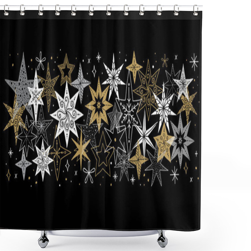 Personality  Collection Of Snowflakes, Stars, Christmas Decorations, Hand Drawn Illustrations Shower Curtains