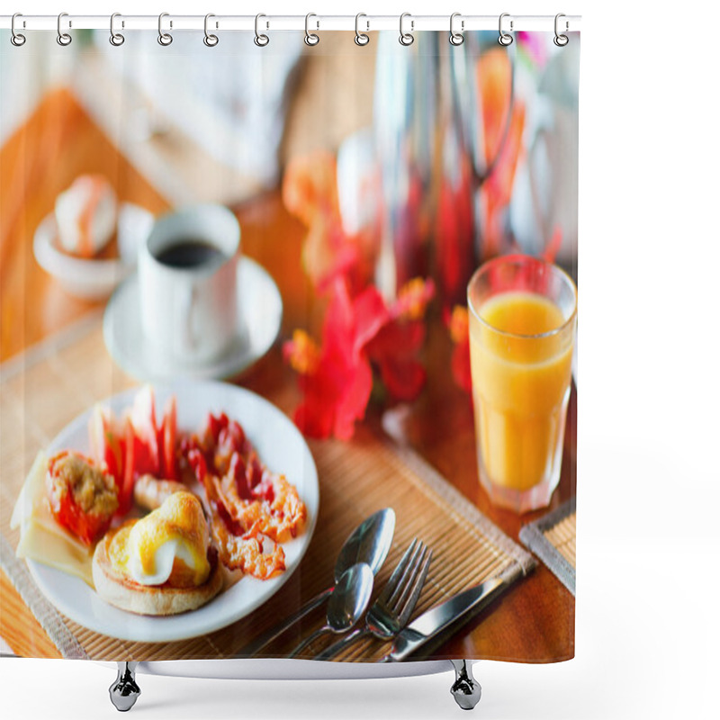 Personality  Delicious Eggs Served For Breakfast Shower Curtains