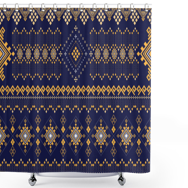 Personality  Diamond And Square Shape Geometric Pattern In Native Fabric And Carpet, Vector Illustration Design Shower Curtains