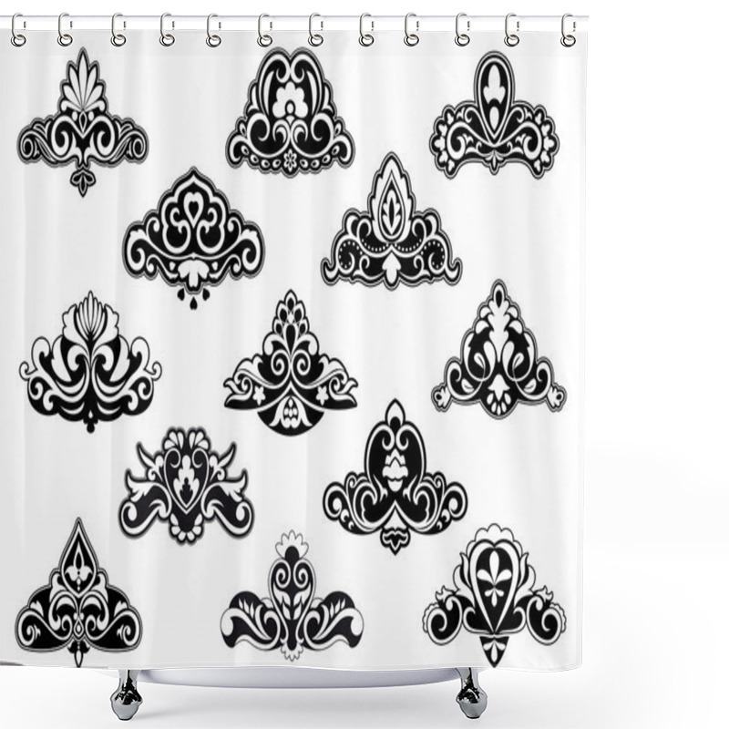 Personality  Decorative Floral Design Elements And Motifs Shower Curtains