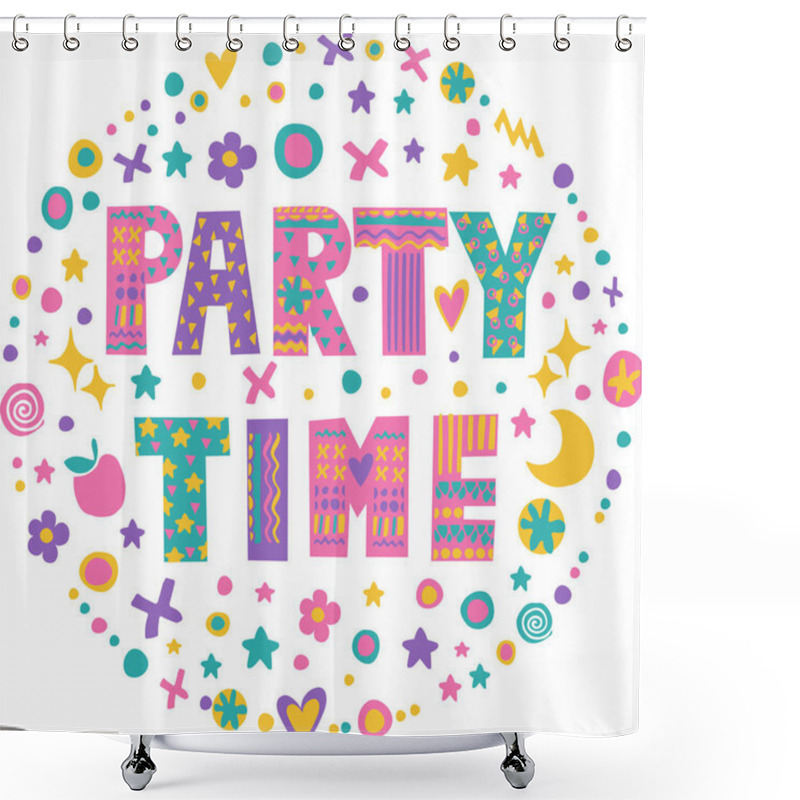 Personality  Word Art Party Time Shower Curtains