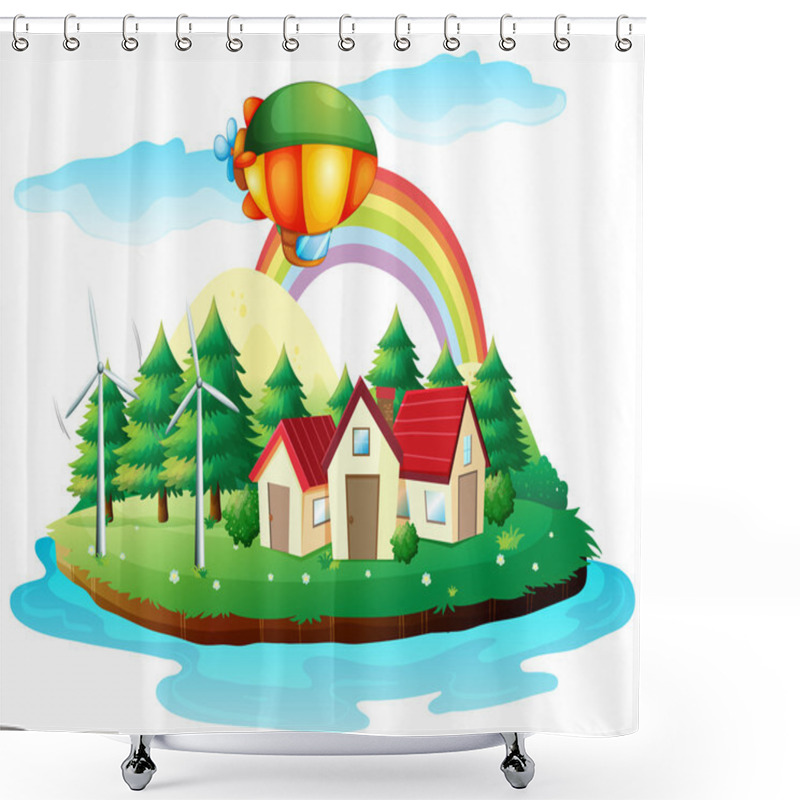 Personality  A Village In An Island Shower Curtains