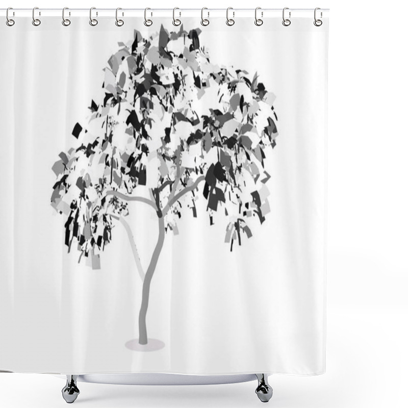 Personality  Illustration Of Tree, Plant Silhouette Shower Curtains