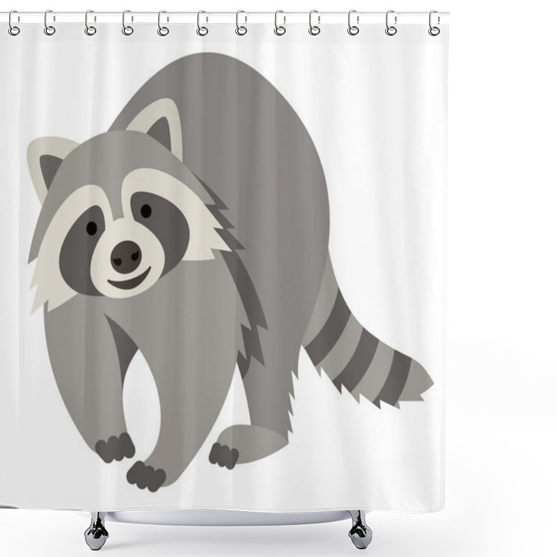 Personality  Cute Smiling Raccoon Cartoon Illustration Shower Curtains