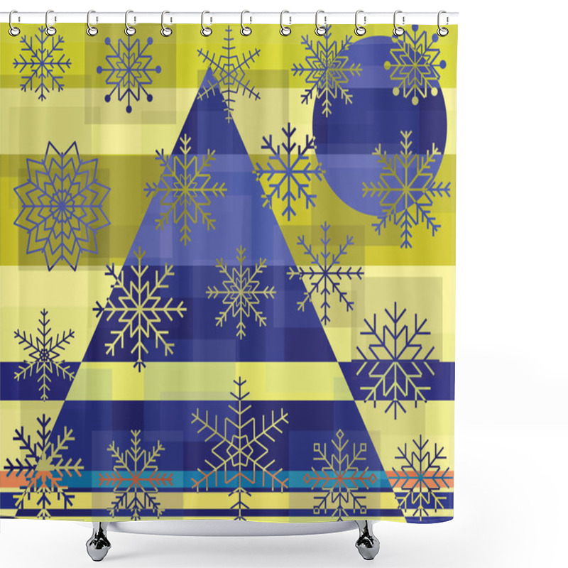 Personality  Snowflakes On Background Of Squares     Shower Curtains