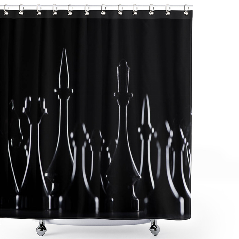 Personality  Silhouettes Of Chess Figures Isolated On Black, Business Concept Shower Curtains