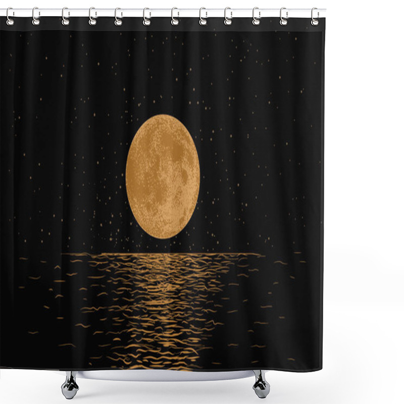 Personality  Orange Moon Reflecting In A Sea Shower Curtains