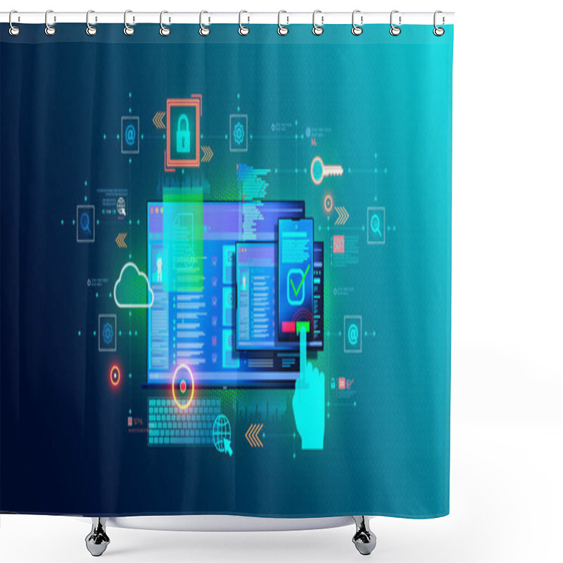 Personality  Consent Management Platform - Software Solution That Helps Organizations Manage User Consents And Preferences In Compliance With Data Privacy Regulations - Conceptual Illustration Shower Curtains