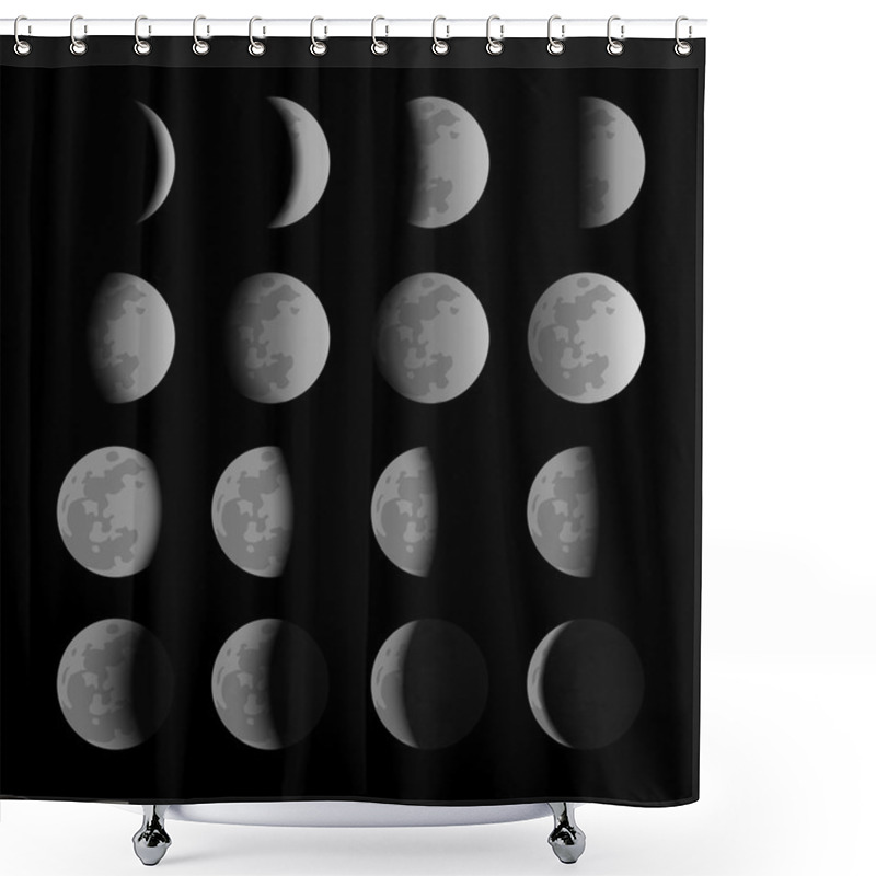 Personality  Set Of Moon Phases Shower Curtains