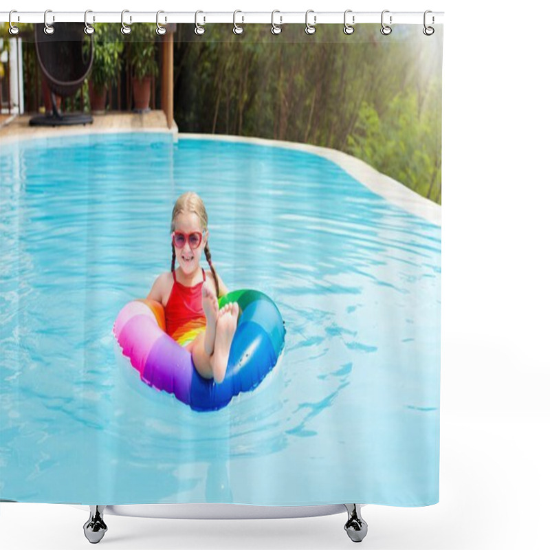 Personality  Child In Swimming Pool. Kids Swim. Water Play. Shower Curtains