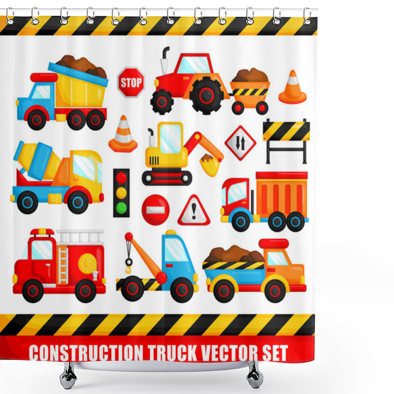 Personality  Construction Truck Vector Set Shower Curtains