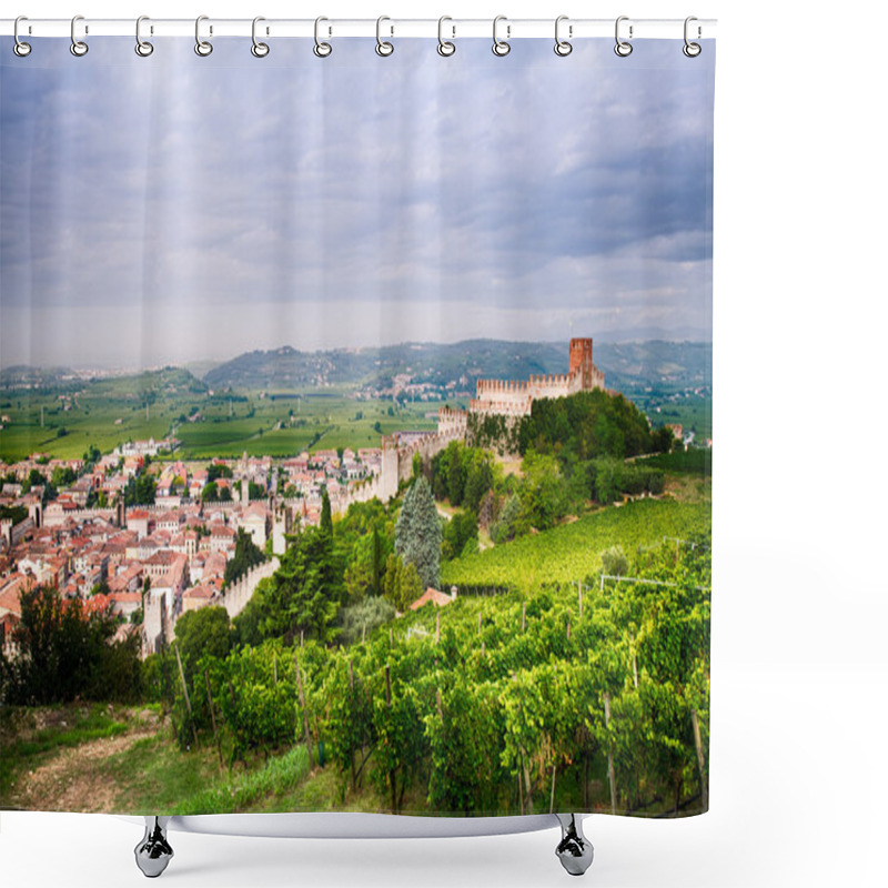 Personality  View Of Soave (Italy) And Its Famous Medieval Castle Shower Curtains