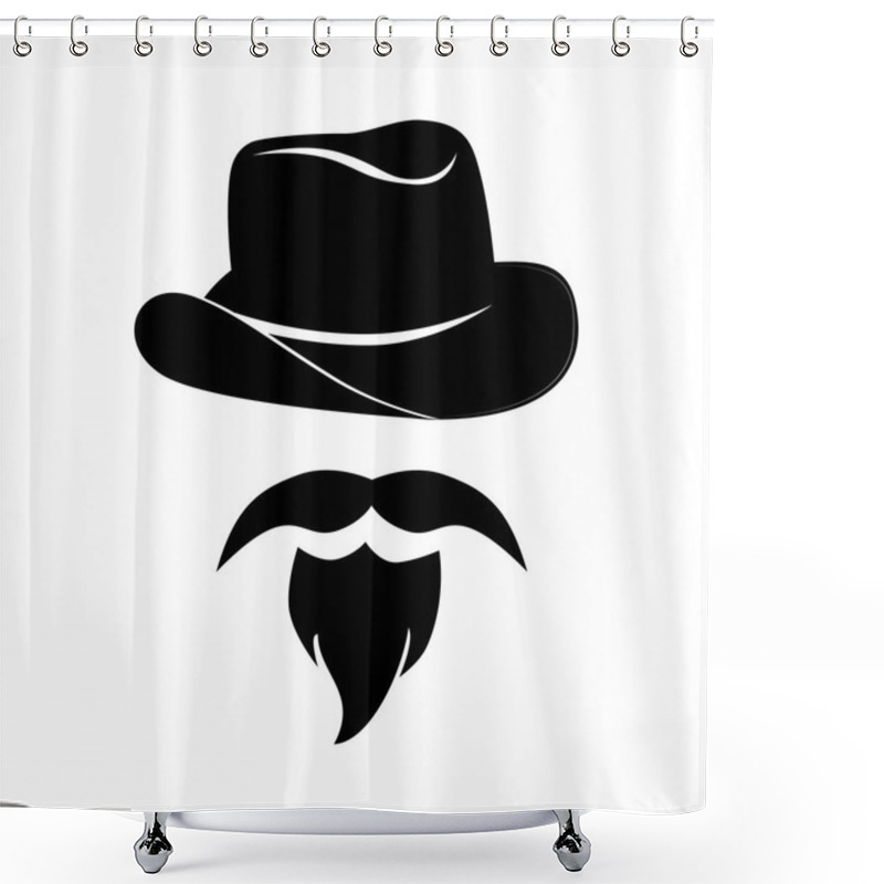 Personality  Man Mustache Hat Hipster Western Icon Vector Graphic Shower Curtains