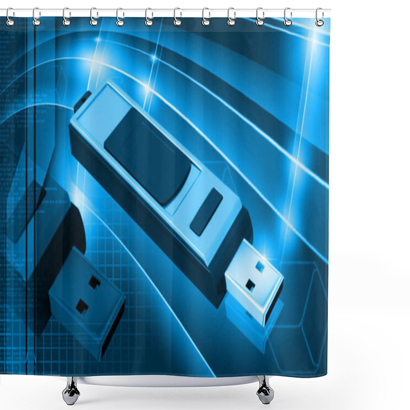 Personality  Digital Illustration Of  A Pen Drive   In Background 	 Shower Curtains