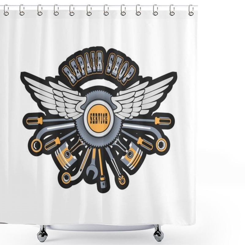 Personality  Tire Retro Emblem Shower Curtains