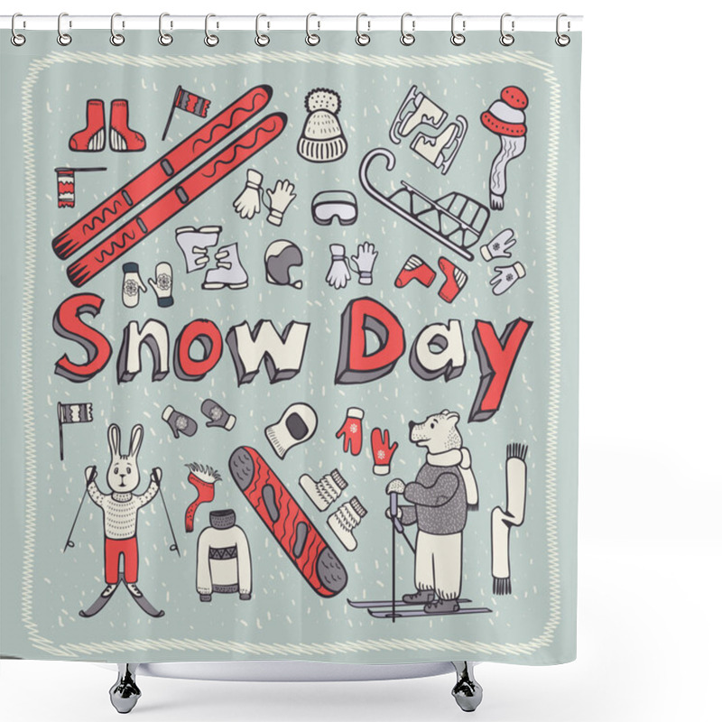 Personality  Winter Doodle Style8 Shower Curtains