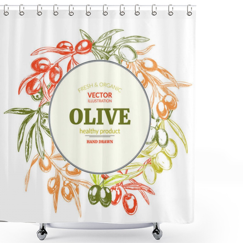 Personality  Olive Branches, Hand Drawn Vector Illustrations. Shower Curtains