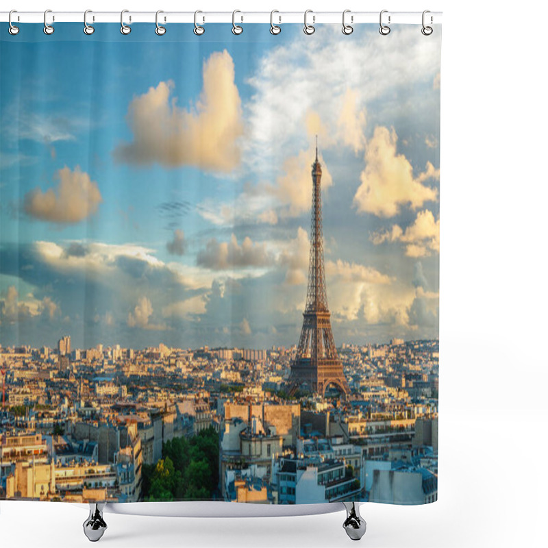 Personality  Skyline Of Paris With Eiffel Tower In France At Dusk Shower Curtains