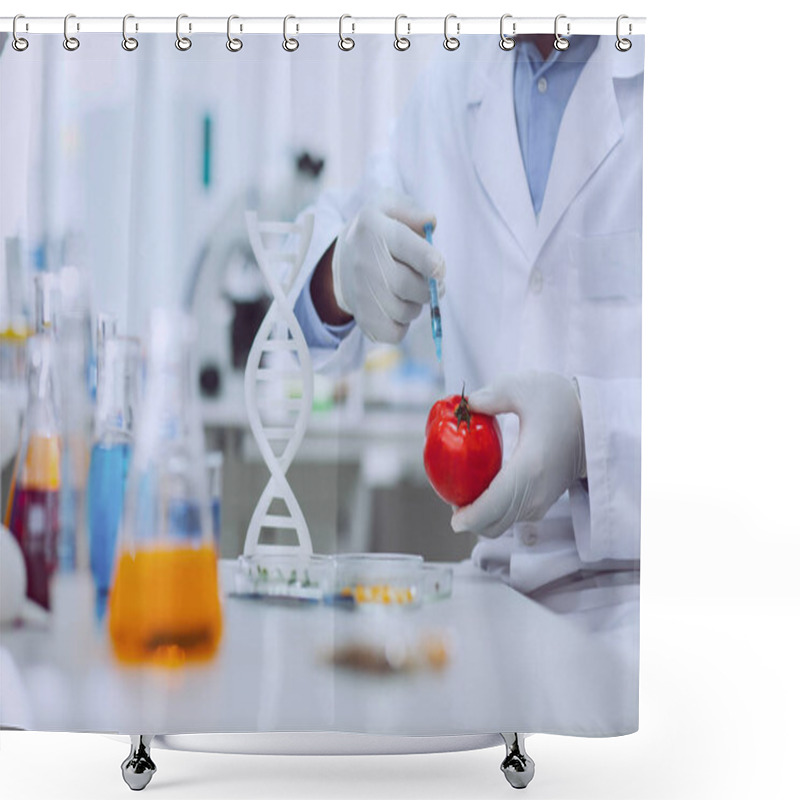 Personality  Clever Determined Scientist Testing Tomatoes Shower Curtains