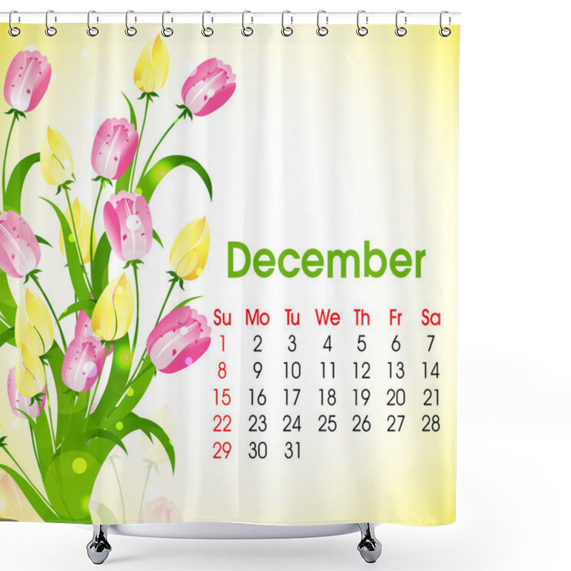 Personality  Floral Decorated, December Month Calender 2013. EPS 10. Shower Curtains