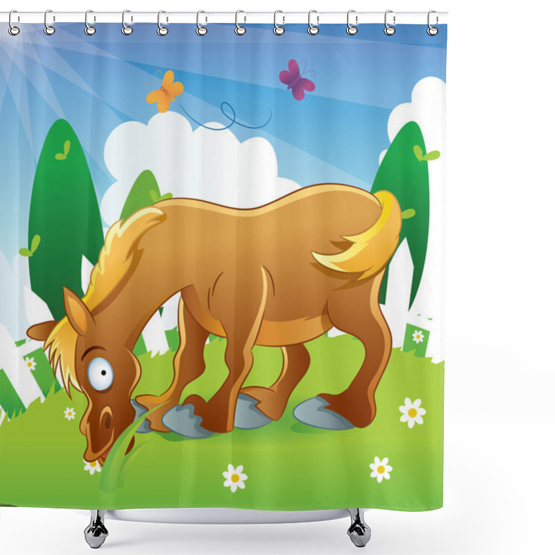 Personality  Horse Illustration Cartoon Shower Curtains