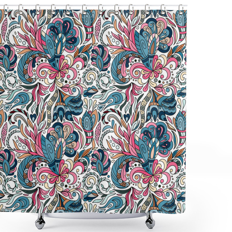 Personality  Fantasy Flowers Seamless Paisley Pattern. Floral Ornament, For Fabric, Textile, Cards, Wrapping Paper, Wallpaper Template. Shower Curtains