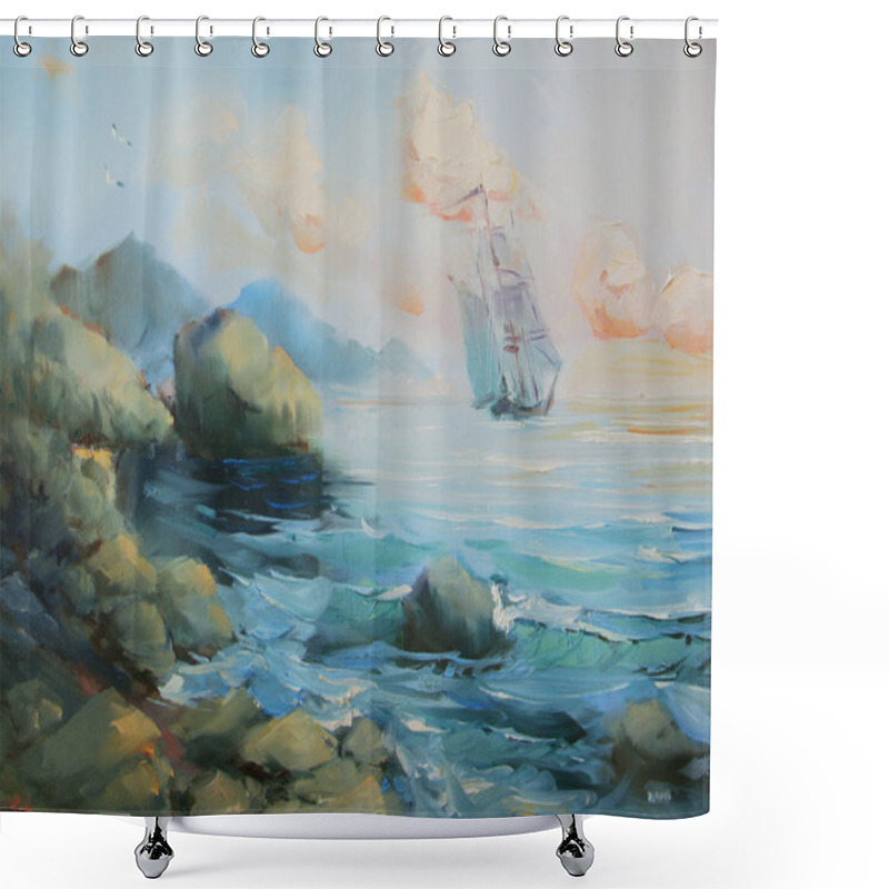 Personality  Italy Coast. Sea Painting. Shower Curtains