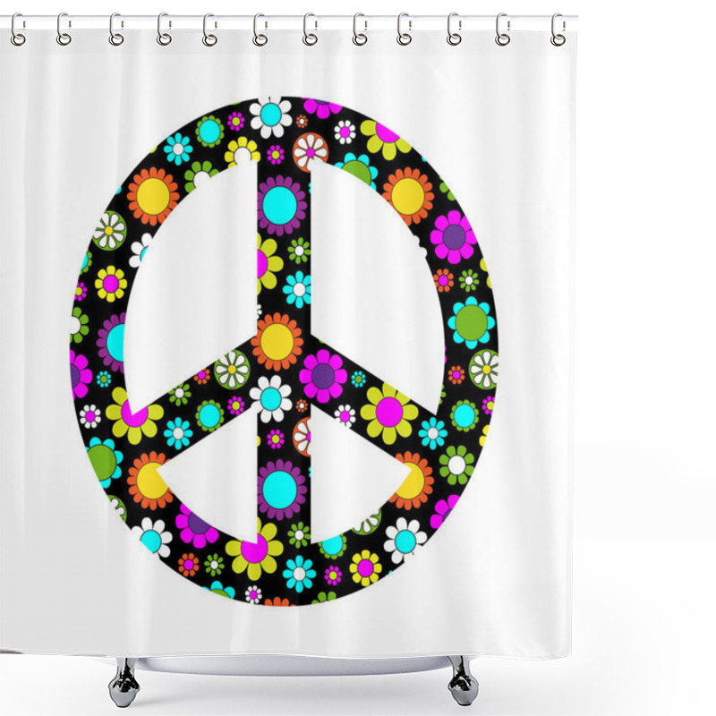 Personality  Floral Peace Sign Shower Curtains