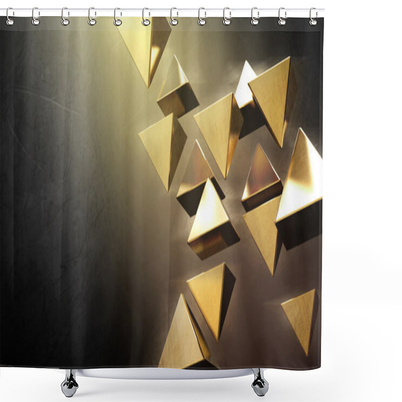 Personality  Golden 3D Pyramids Shower Curtains