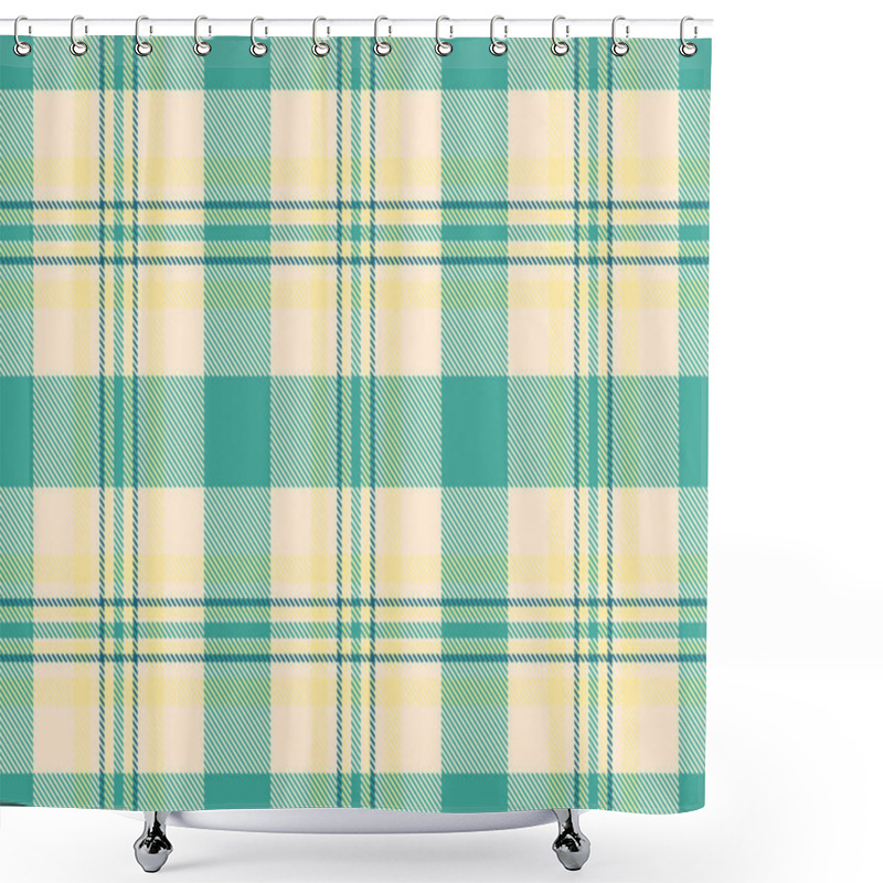 Personality  Stylish Pastel Plaid Pattern In Teal And Cream. Perfect For Textile Design, Apparel, Website Backgrounds, Or Crafting Projects. This Seamless Texture Offers A Fresh, Modern Feel. Shower Curtains