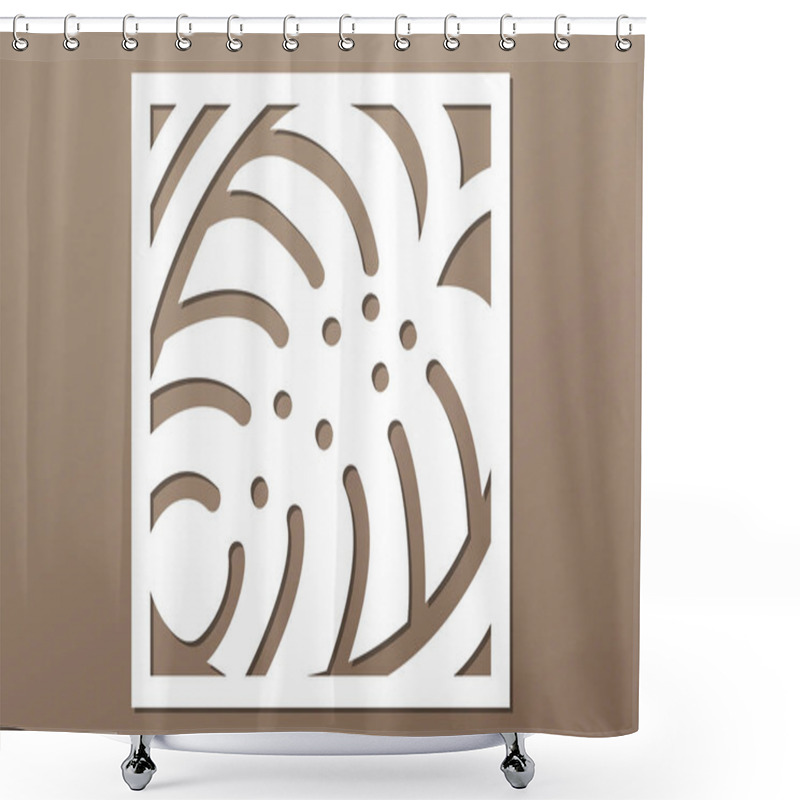 Personality  Decorative Panel Laser Cutting. Wooden Panel. Elegant Modern Monstera Pattern. Tree Leave. Stencil. Ratio 1:1. Vector Illustration. Shower Curtains