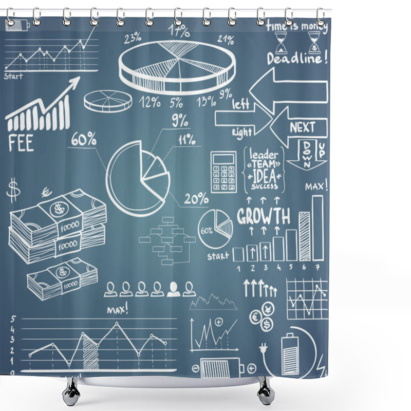 Personality  Business Finance Elements. Hand-drawn Shower Curtains