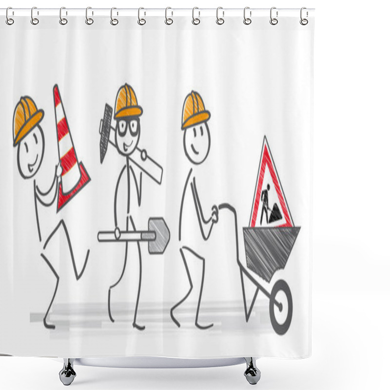 Personality  Man At Work Vector Illustration Shower Curtains