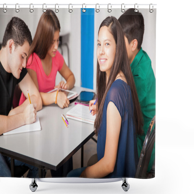 Personality  Group Of Teens Studying Together Shower Curtains