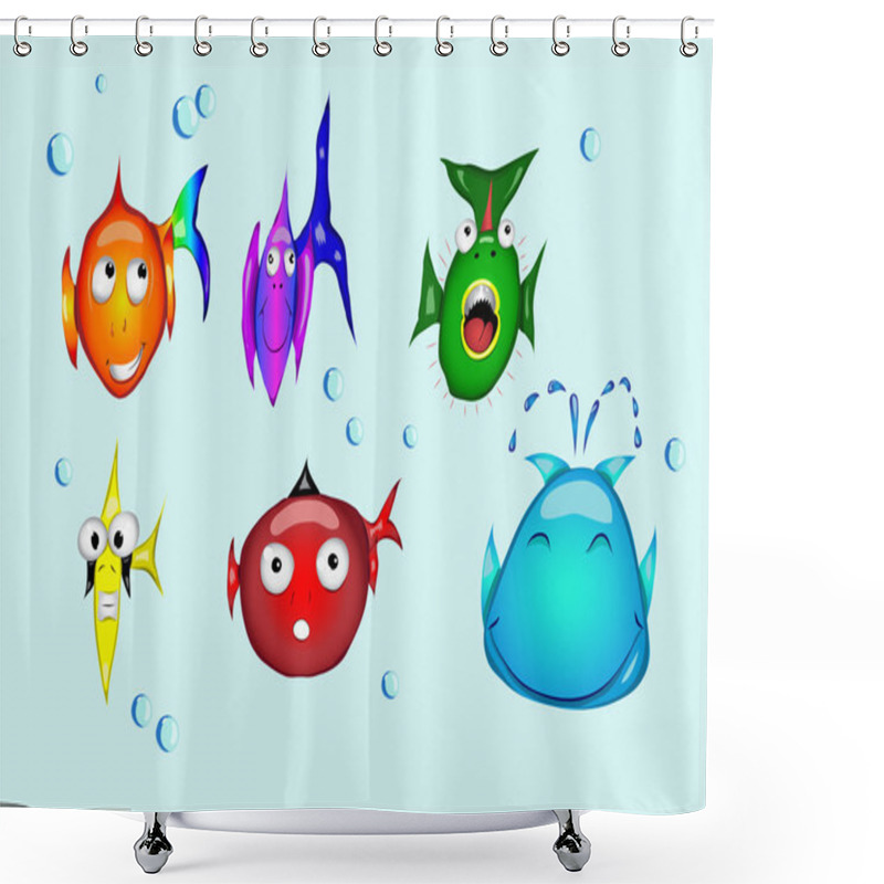 Personality  Fish And Whale Smiles Set Shower Curtains