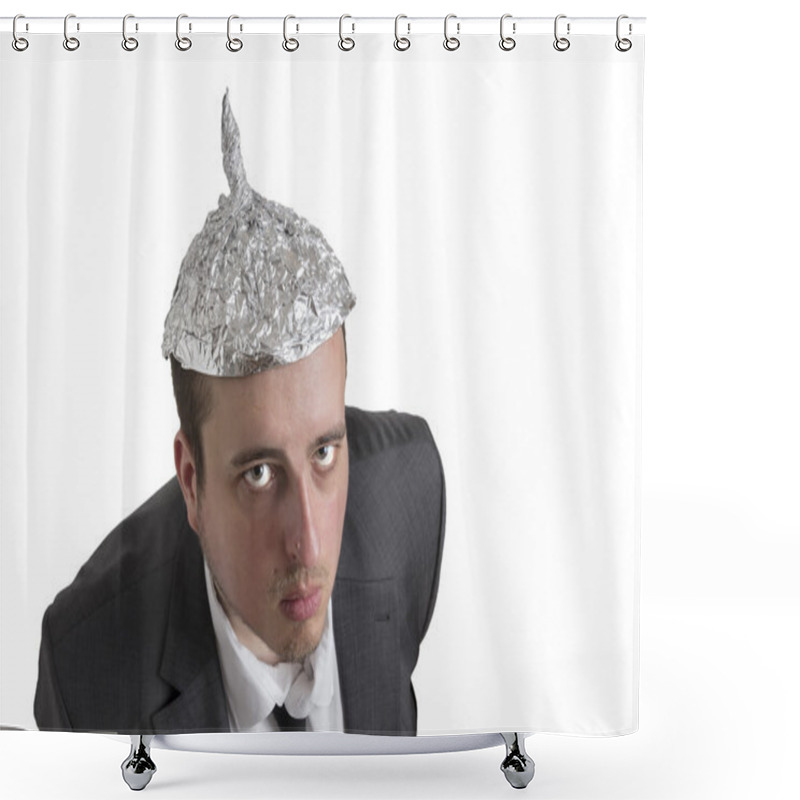 Personality  Conspiracy Freak With Aluminum Foil Head Shower Curtains