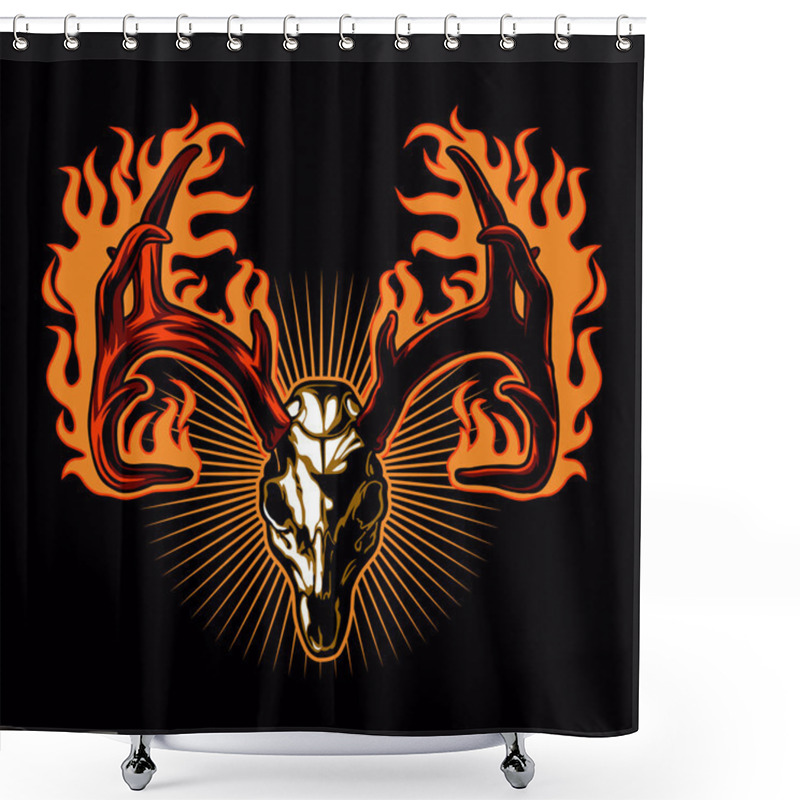 Personality  Deer Skull On Fire.Deer Tattoo  Shower Curtains